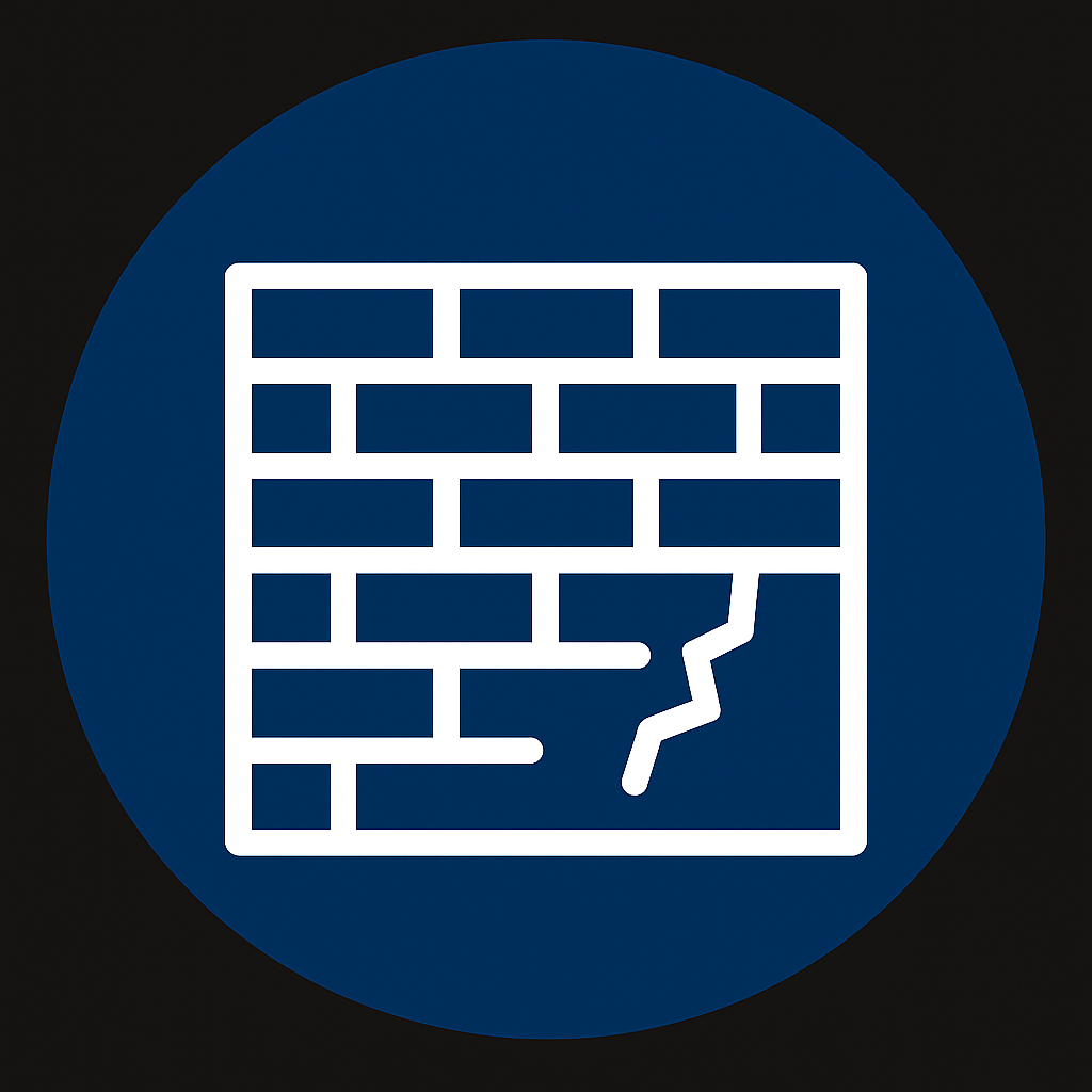 Icône mur avec fissure visible