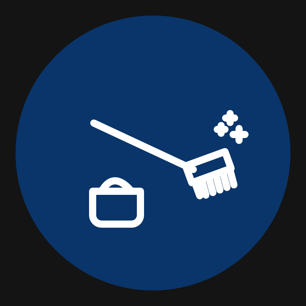 Icône balai et mallette de nettoyage