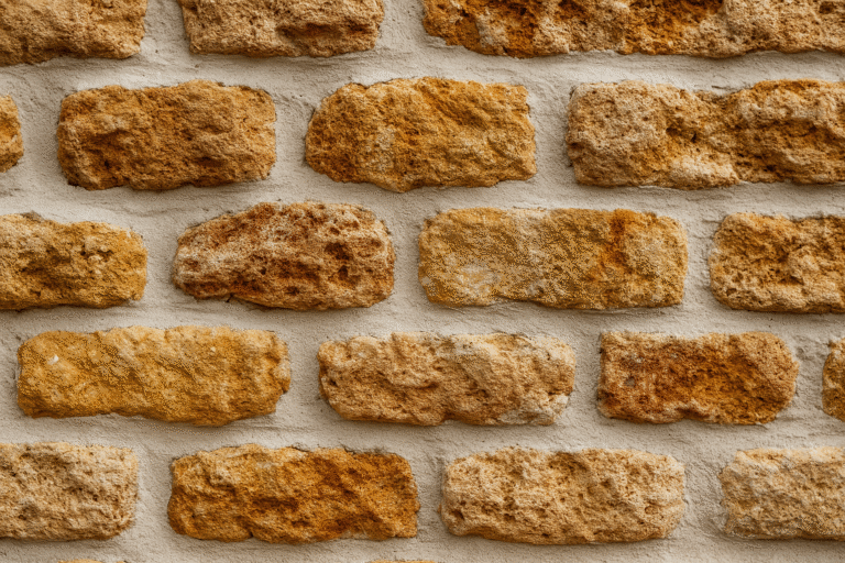 Mur en pierres meulières beige